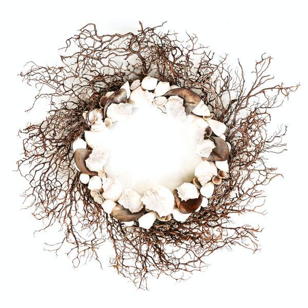 Antique Copper Sea Fan & Seashell Wreath